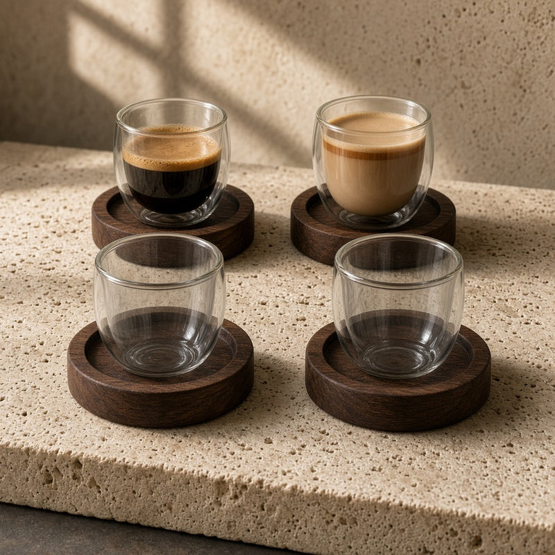 Vespera Bar — Smoked Borosilicate & Walnut Tasting Set